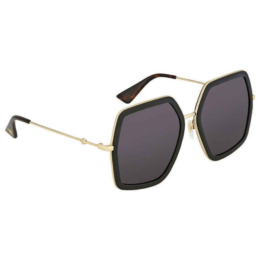 NEW Gucci Black and Gold Oversized Women's Sunglasses